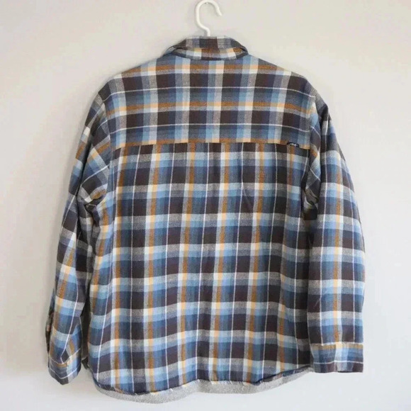 Billabong Plaid Men's Medium Blue Fleece Long Sleeve Button Down Collared Jacket - Picture 2 of 14